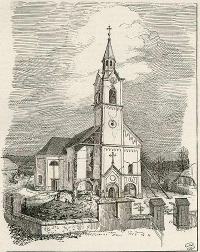Church of D. M. in Polje near Ljubljana after the Earthquake by Gaspar Porenta